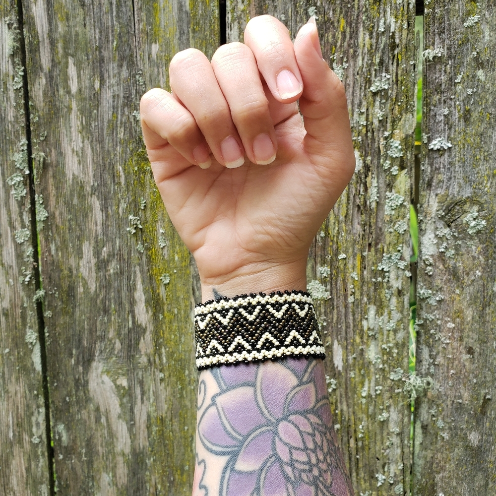 Tribal-Inspired Woven Beaded Bracelet